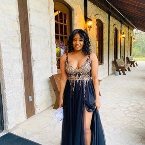 Black and gold dress